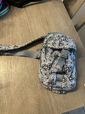 Gray Floral Crossbody Sling Bag